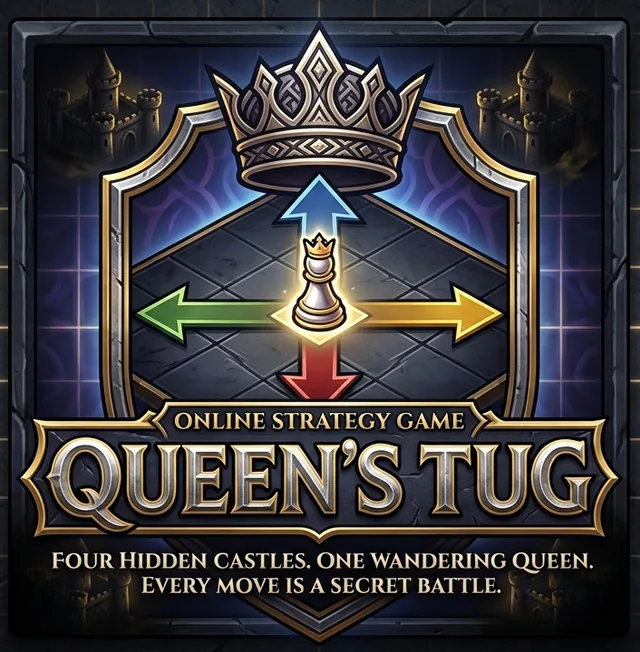 Queen's Tug — four hidden castles, one wandering queen, every move is a secret battle